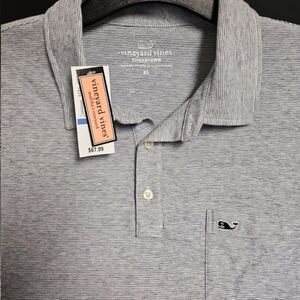 Vineyard Vines Men's Gray Striped Polo Shirt